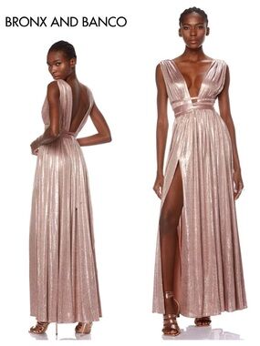 BRONX & BANCO Goddess Metallic Snake Gown